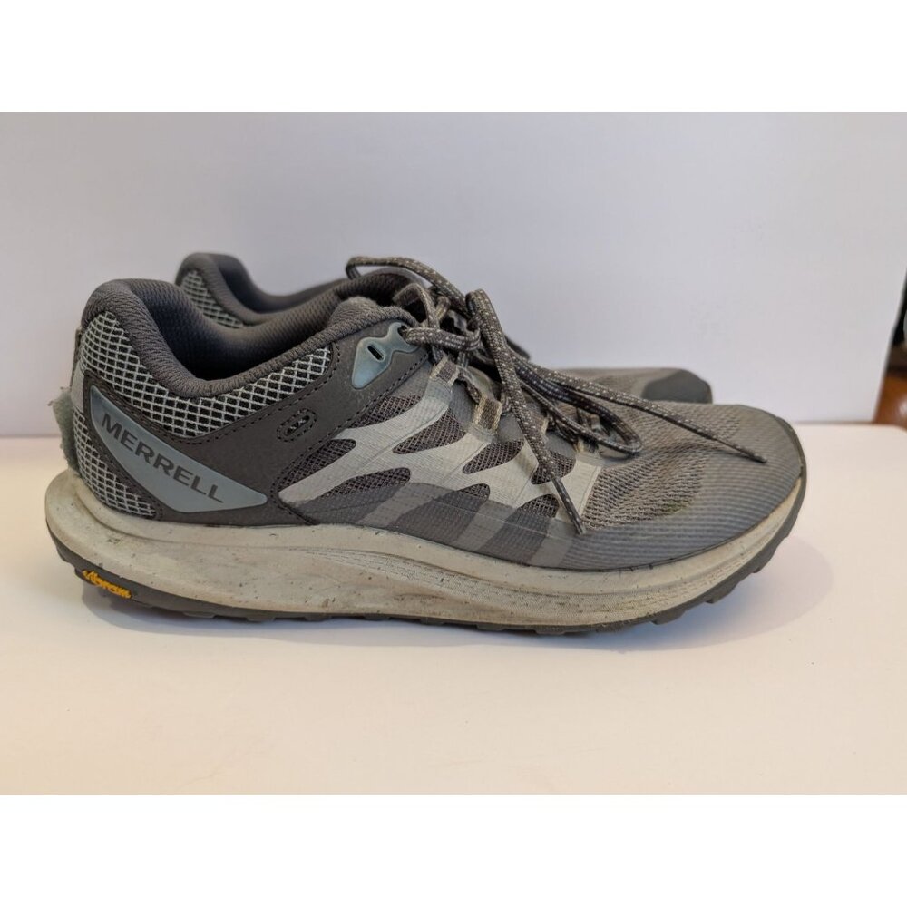 Merrell Womens Trail Running Shoes Vibram Sole Gray Mesh Size 9.5 Athletic Sneak